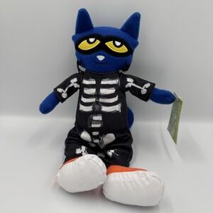 Spooky Pete the Cat 14" Plush Toy Removable Skeleton Costume Kids Gift NWT